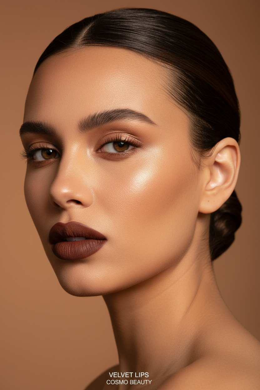 Model with Brown Velvet Matte Lipstick